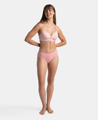 Wirefree Non Padded Super Combed Cotton Elastane Stretch Everyday Bra with Ultrasoft and Durable Underband - Candy Pink