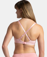 Wirefree Non Padded Super Combed Cotton Elastane Stretch Everyday Bra with Ultrasoft and Durable Underband - Candy Pink
