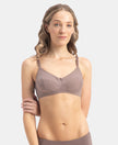 Wirefree Non Padded Super Combed Cotton Elastane Stretch Full Coverage Everyday Bra with Soft Adjustable Straps - Deep Taupe