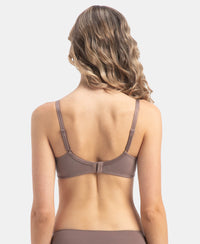 Wirefree Non Padded Super Combed Cotton Elastane Stretch Full Coverage Everyday Bra with Soft Adjustable Straps - Deep Taupe