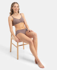 Wirefree Non Padded Super Combed Cotton Elastane Stretch Full Coverage Everyday Bra with Soft Adjustable Straps - Deep Taupe