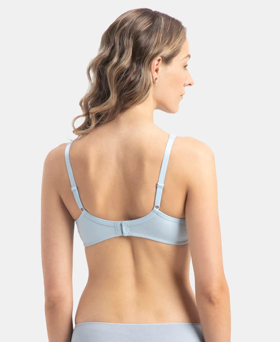 Wirefree Non Padded Super Combed Cotton Elastane Stretch Medium Coverage Everyday Bra with Concealed Shaper Panel - Angel Falls