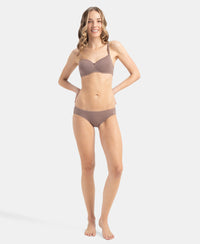 Wirefree Padded Super Combed Cotton Elastane Stretch Medium Coverage T-Shirt Bra with Lace Styling - Deep Taupe