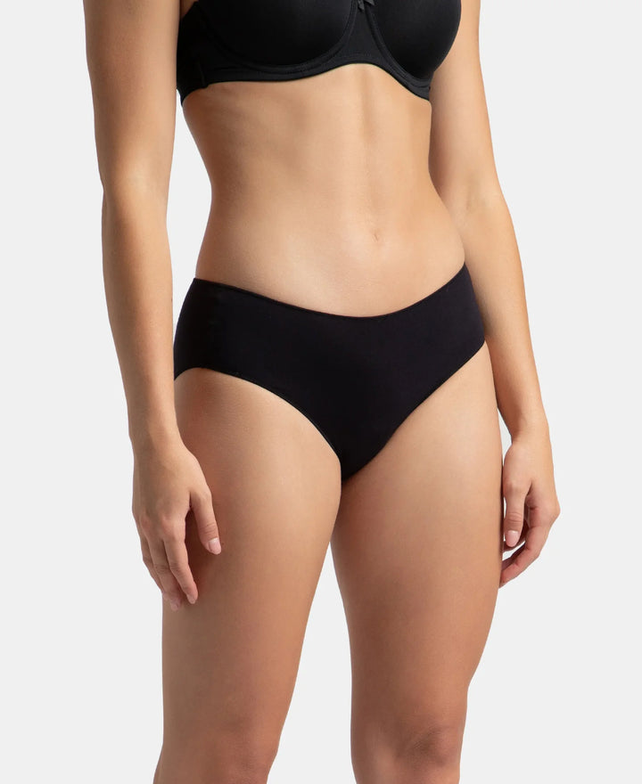 High Coverage Micro Modal Elastane Stretch Hipster With Ultrasoft Concealed Waistband - Kentucky Blue & Black (Pack of 2)