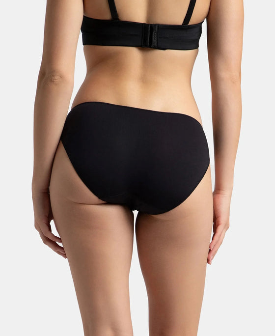 Medium Coverage Micro Modal Elastane Stretch Bikini With Concealed Waistband and StayFresh Treatment - Kentucky Blue & Black (Pack of 2)