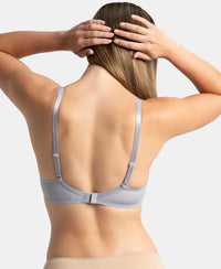 Wirefree Padded Microfiber Elastane Stretch Full Coverage T-Shirt Bra with Magic Under Cup - Lilac Grey
