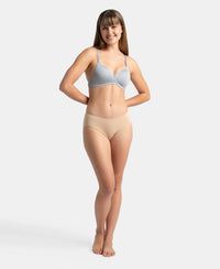Wirefree Padded Microfiber Elastane Stretch Full Coverage T-Shirt Bra with Magic Under Cup - Lilac Grey
