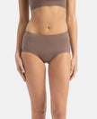 High Coverage Soft Touch Microfiber Elastane Stretch Full Brief with No Visible Pantyline - Deep Taupe