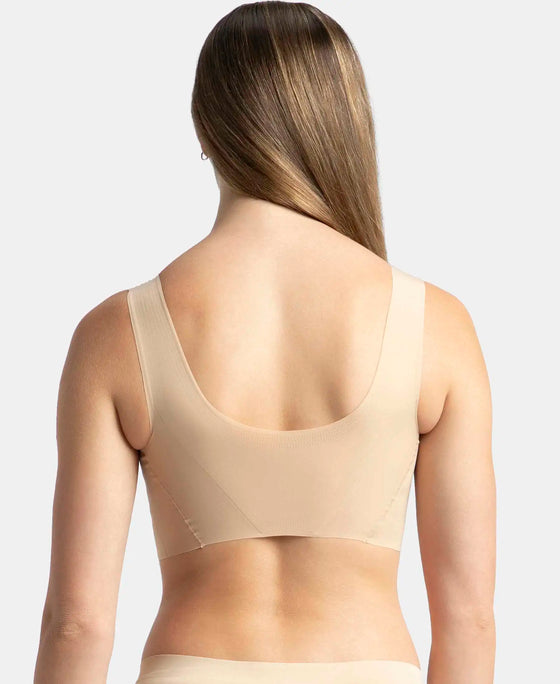 Wirefree Padded Soft touch Microfiber Elastane Full Coverage Lounge Bra with 360 Degree Stretch - Skin