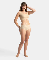 Wirefree Padded Soft touch Microfiber Elastane Bonded Tech Full Coverage Lounge Bra with 360 Degree Stretch - Skin
