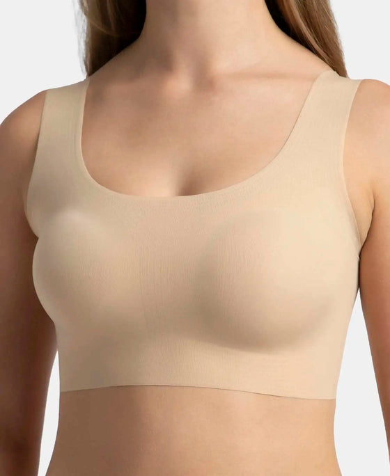 Wirefree Padded Soft touch Microfiber Elastane Full Coverage Lounge Bra with 360 Degree Stretch - Skin