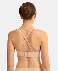Wirefree Padded Soft Touch Microfiber Elastane Bonded Tech Medium Coverage Strapless Bra with Ultra-Grip Band Support - Skin