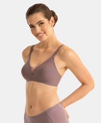 Wirefree Padded Soft Touch Microfiber Elastane Medium Coverage Bonded Tech T-Shirt Bra with Reinforced Side Support - Mauve