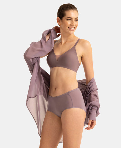 Wirefree Padded Soft Touch Microfiber Elastane Medium Coverage Bonded Tech T-Shirt Bra with Reinforced Side Support - Mauve