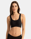 Wirefree Unicup Design Padded Soft Touch Microfiber Elastane High Coverage Bonded Tech T-Shirt Bra - Black