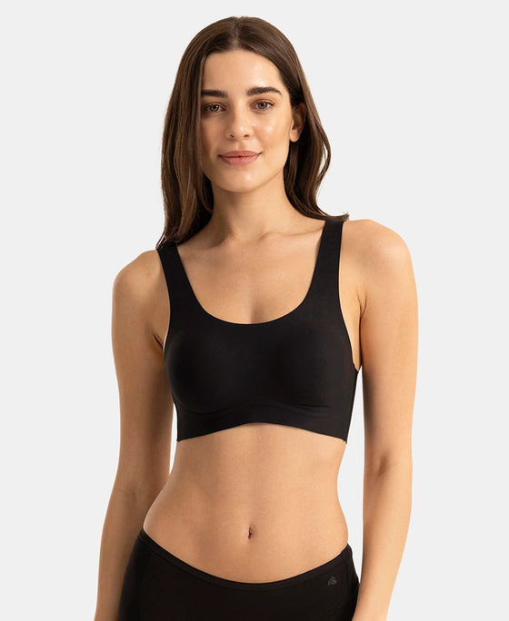 Wirefree Unicup Design Padded Soft Touch Microfiber Elastane High Coverage Bonded Tech T-Shirt Bra - Black