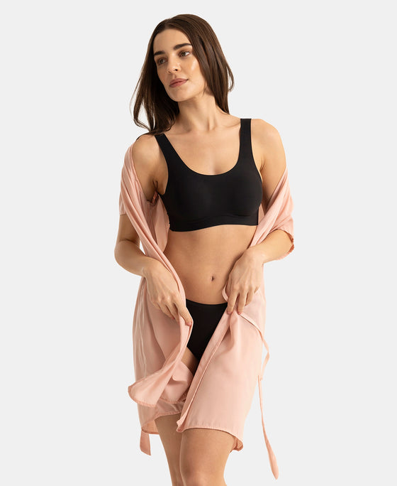 Wirefree Unicup Design Padded Soft Touch Microfiber Elastane High Coverage Bonded Tech T-Shirt Bra - Black