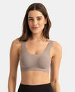 Wirefree Unicup Design Padded Soft Touch Microfiber Elastane High Coverage Bonded Tech T-Shirt Bra - Grey