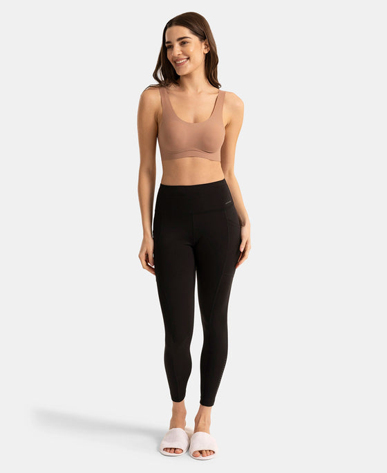 Wirefree Unicup Design Padded Soft Touch Microfiber Elastane High Coverage Bonded Tech T-Shirt Bra - Sand
