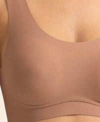 Wirefree Unicup Design Padded Soft Touch Microfiber Elastane High Coverage Bonded Tech T-Shirt Bra - Sand
