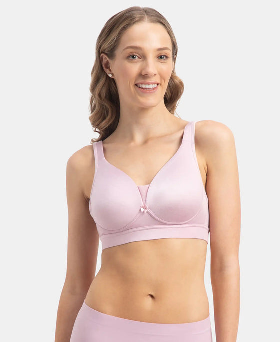Wirefree Padded Soft Touch Microfiber Elastane Stretch Full Coverage T-Shirt Bra with Longline Styling - Fragrant Lilac