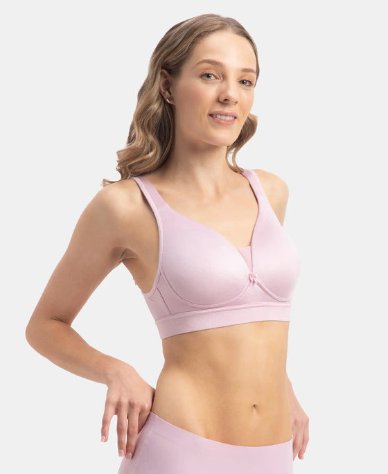Wirefree Padded Soft Touch Microfiber Elastane Stretch Full Coverage T-Shirt Bra with Longline Styling - Fragrant Lilac