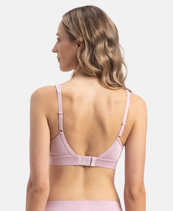 Wirefree Padded Soft Touch Microfiber Elastane Stretch Full Coverage T-Shirt Bra with Longline Styling - Fragrant Lilac