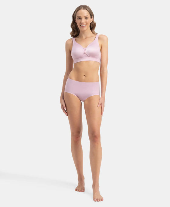 Wirefree Padded Soft Touch Microfiber Elastane Stretch Full Coverage T-Shirt Bra with Longline Styling - Fragrant Lilac