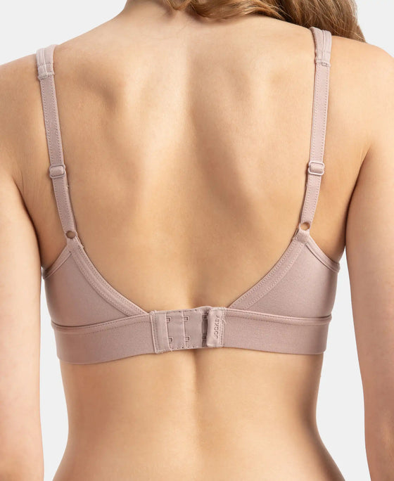 Wirefree Padded Soft Touch Microfiber Elastane Stretch Full Coverage T-Shirt Bra with Longline Styling - Mocha