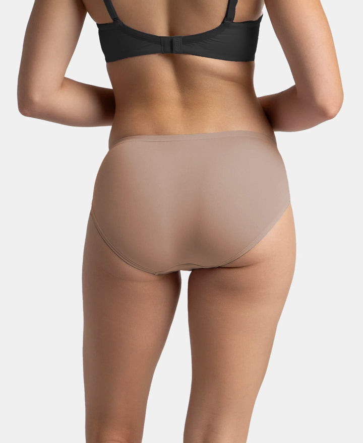 Full Coverage Soft Touch Microfiber Elastane Stretch Hipster with Lace Styling - Deep Taupe