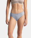 Full Coverage Soft Touch Microfiber Elastane Stretch Hipster with Lace Styling - Lilac Grey