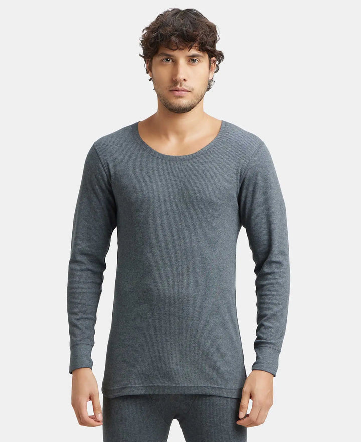Super Combed Cotton Rich Full Sleeve Thermal Undershirt with StayWarm Technology - Charcoal Melange-1