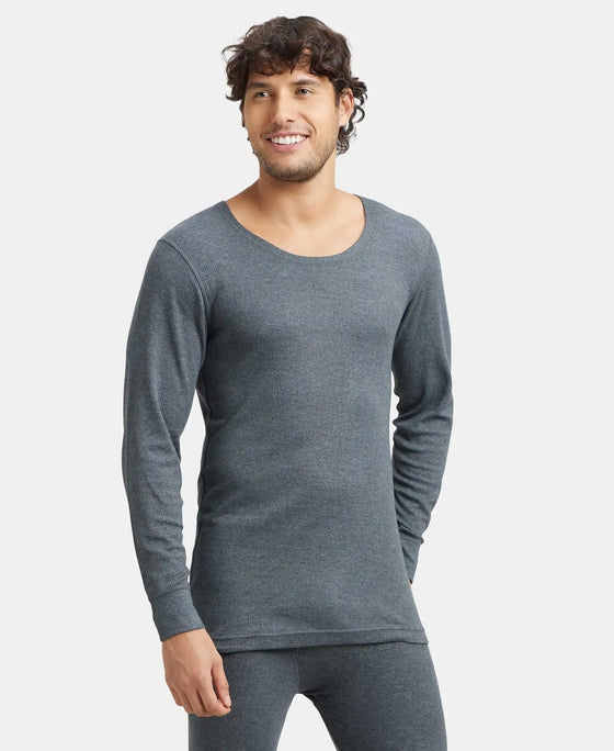 Super Combed Cotton Rich Full Sleeve Thermal Undershirt with StayWarm Technology - Charcoal Melange-5