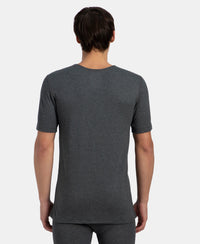 Super Combed Cotton Rich Brushed Fabric Half Sleeved Thermal Undershirt with StayWarm Technology - Charcoal Melange