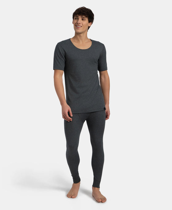 Super Combed Cotton Rich Brushed Fabric Half Sleeved Thermal Undershirt with StayWarm Technology - Charcoal Melange