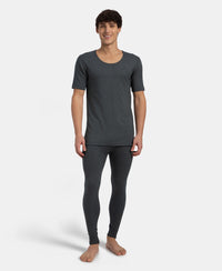 Super Combed Cotton Rich Brushed Fabric Half Sleeved Thermal Undershirt with StayWarm Technology - Charcoal Melange