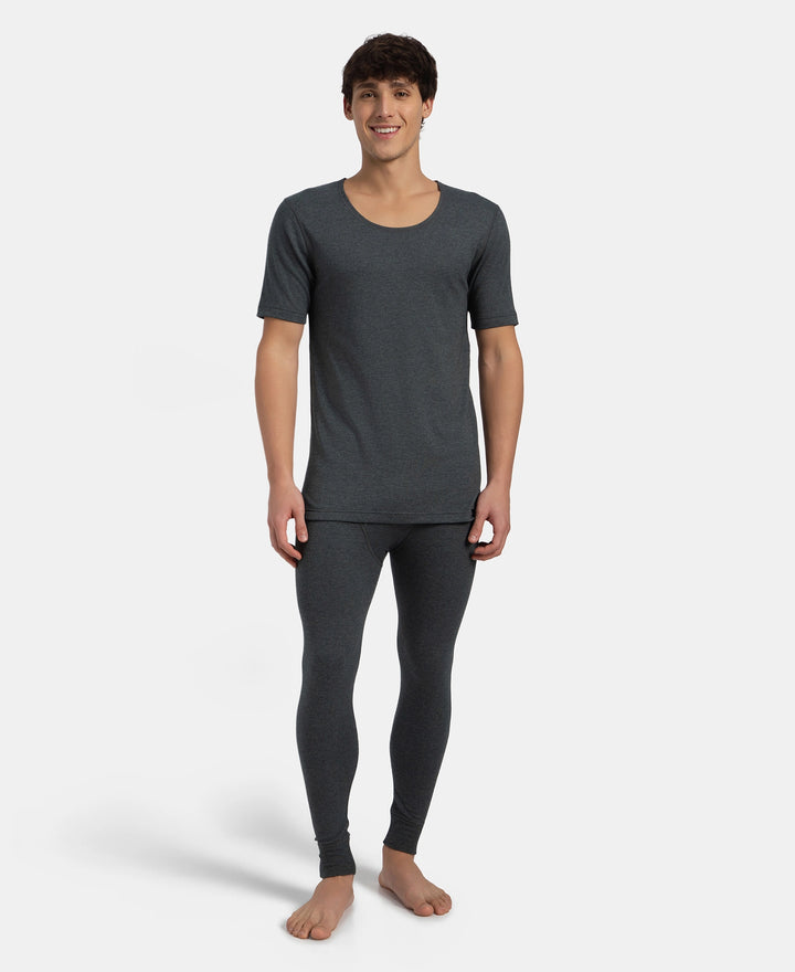 Super Combed Cotton Rich Brushed Fabric Half Sleeved Thermal Undershirt with StayWarm Technology - Charcoal Melange