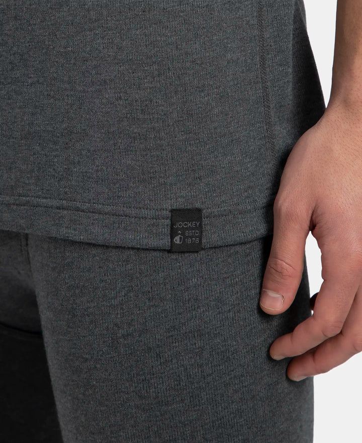 Super Combed Cotton Rich Brushed Fabric Half Sleeved Thermal Undershirt with StayWarm Technology - Charcoal Melange