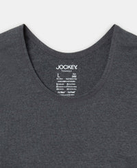 Super Combed Cotton Rich Brushed Fabric Half Sleeved Thermal Undershirt with StayWarm Technology - Charcoal Melange