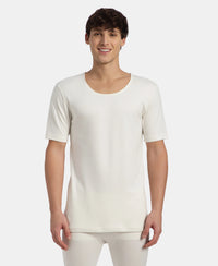 Super Combed Cotton Rich Brushed Fabric Half Sleeved Thermal Undershirt with StayWarm Technology - Off White