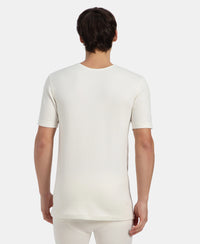 Super Combed Cotton Rich Brushed Fabric Half Sleeved Thermal Undershirt with StayWarm Technology - Off White