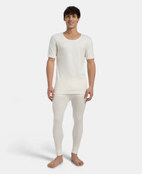 Super Combed Cotton Rich Brushed Fabric Half Sleeved Thermal Undershirt with StayWarm Technology - Off White