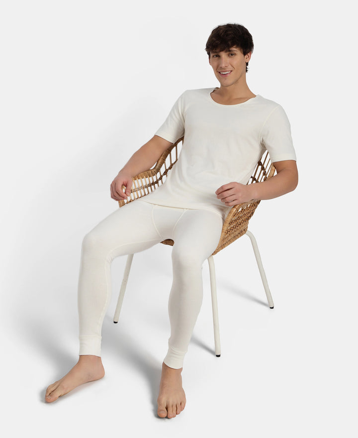 Super Combed Cotton Rich Brushed Fabric Half Sleeved Thermal Undershirt with StayWarm Technology - Off White