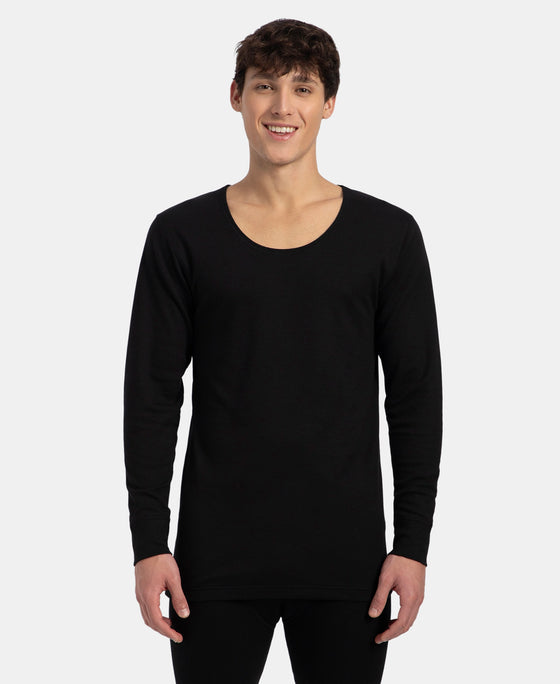 Super Combed Cotton Rich Brushed Fabric Full Sleeved Thermal Undershirt with StayWarm Technology - Black