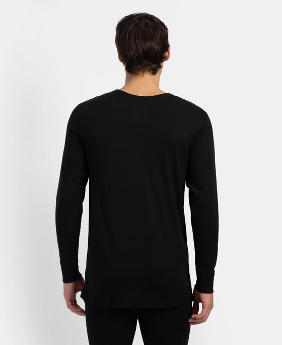 Super Combed Cotton Rich Brushed Fabric Full Sleeved Thermal Undershirt with StayWarm Technology - Black