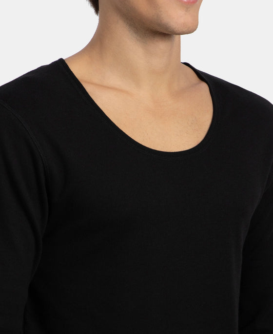 Super Combed Cotton Rich Brushed Fabric Full Sleeved Thermal Undershirt with StayWarm Technology - Black