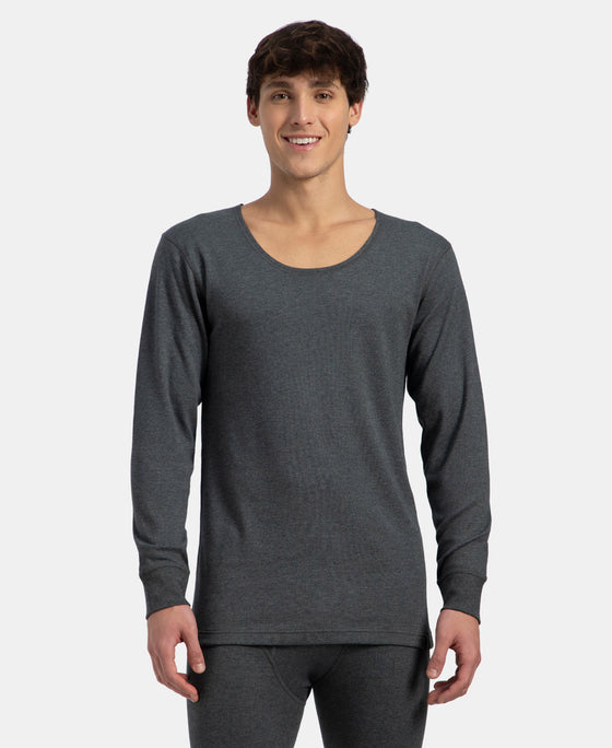 Super Combed Cotton Rich Brushed Fabric Full Sleeved Thermal Undershirt with StayWarm Technology - Charcoal Melange