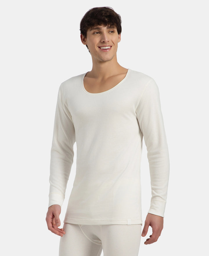 Super Combed Cotton Rich Brushed Fabric Full Sleeved Thermal Undershirt with StayWarm Technology - Off White