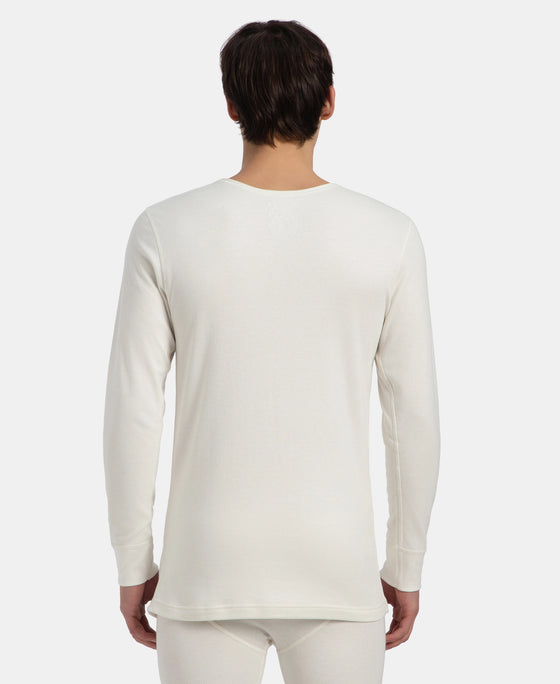 Super Combed Cotton Rich Brushed Fabric Full Sleeved Thermal Undershirt with StayWarm Technology - Off White