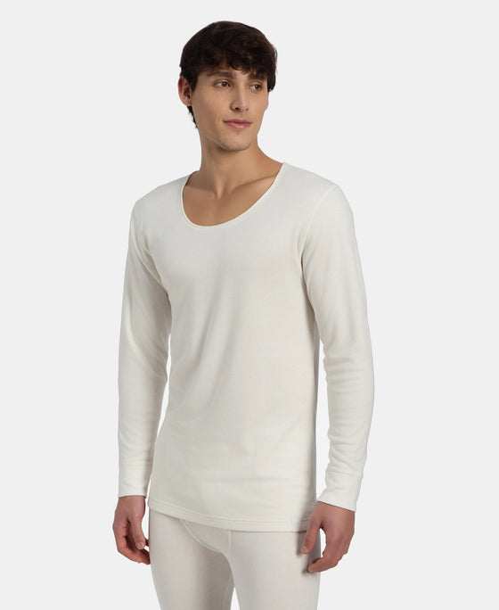 Super Combed Cotton Rich Brushed Fabric Full Sleeved Thermal Undershirt with StayWarm Technology - Off White